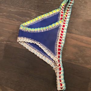 Blue and colorful kiini bikini bottoms